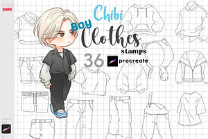 Procreate Chibi Boy Clothes Stamps