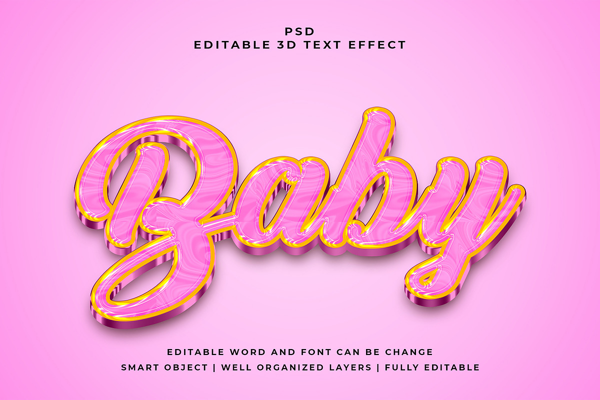 Baby 3d Editable Text Effect Style, a Layer Style Add-On by designermdnazir