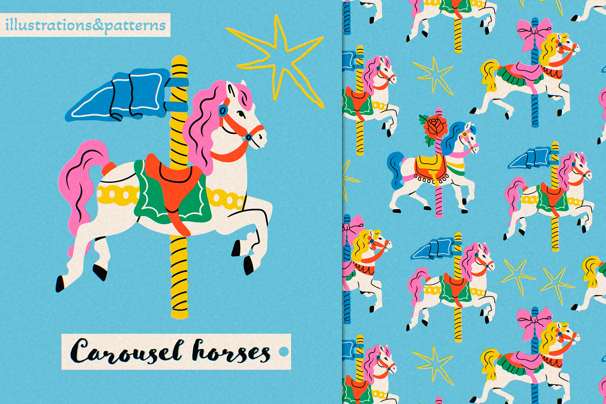 Carousel horses, an Animal Illustration by Twisted Tail (Photo 1 of 6)