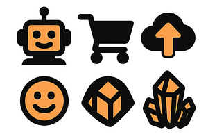 Digital icons featuring robot, an Illustration by ZinetroN