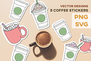 Coffee Tea Cups Mugs Stickers Design