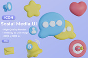 3D Social Media UI Icons, an Object Graphic by Artnivora.Std (Thumbnail 1 of 4)