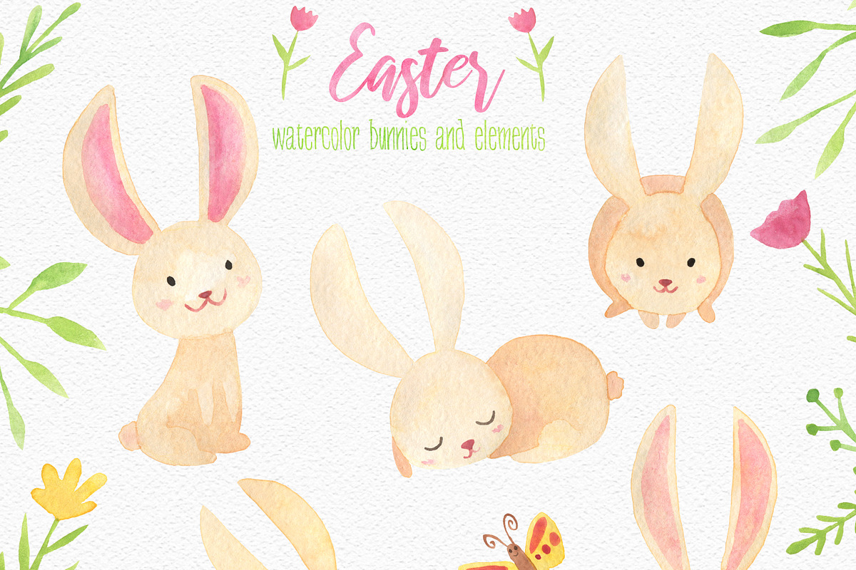 Happy Easter Watercolor Set, an Illustration by LeMagiqueBoutique (Photo 2 of 6)