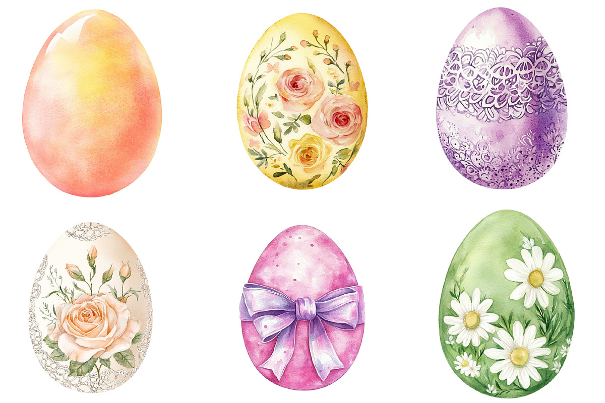 Soft Girly Easter Eggs Clipart PNG, an Illustration by SinaCreation (Photo 3 of 5)