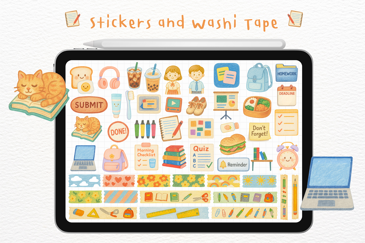 Daily Study Goodnotes Stickers, an Illustration by mimimeow (Photo 2 of 3)