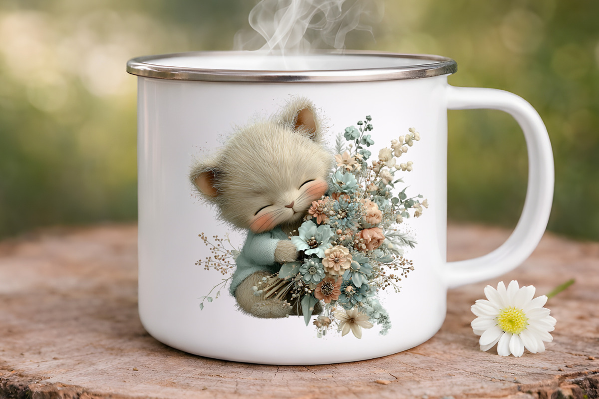 Whimsical Spring Cats Clipart, an Illustration by Digital Artistic99 (Photo 6 of 9)