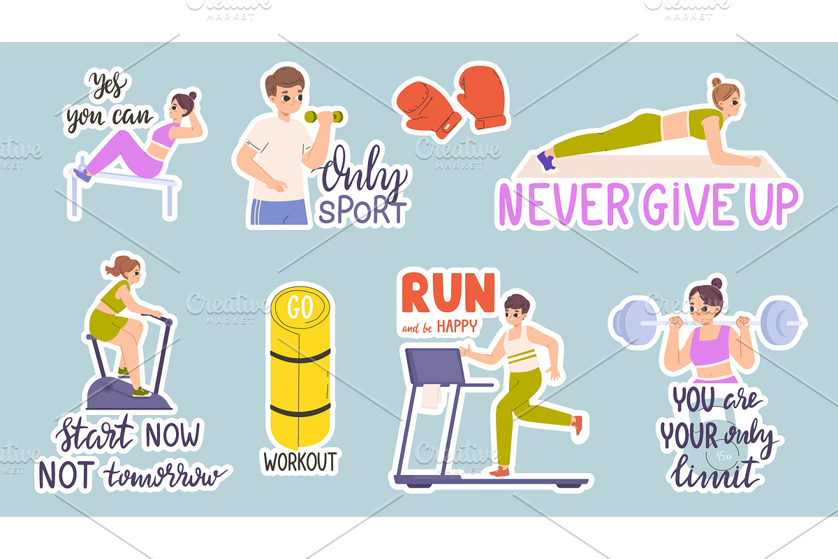 Sport stickers with hand lettering, a Sport Illustration by Valerie Bodnar