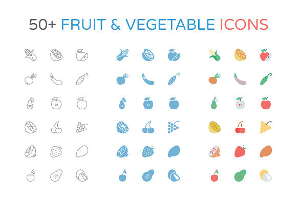 50+ Fruit and Vegetable Icons preview 5