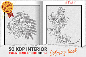 KDP Interiors, Flower Coloring Book