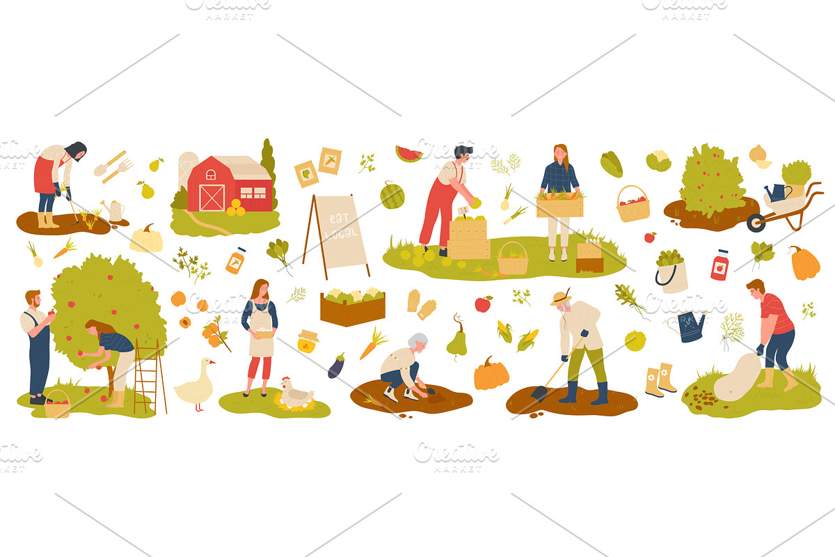 Local farming concept with, a Food Illustration by Flashvector