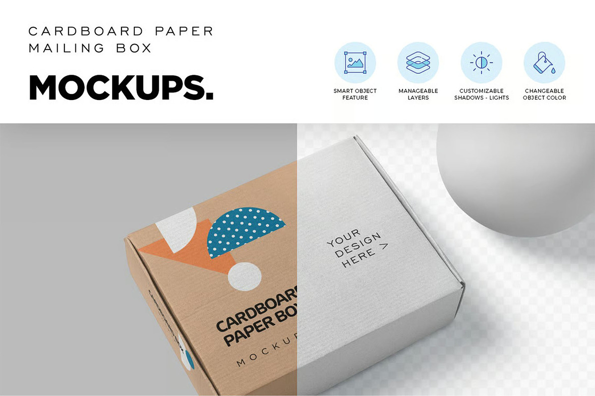 Realistic Mailer Box Mockup, a Packaging Mockup by megostudi0 (Photo 5 of 7)