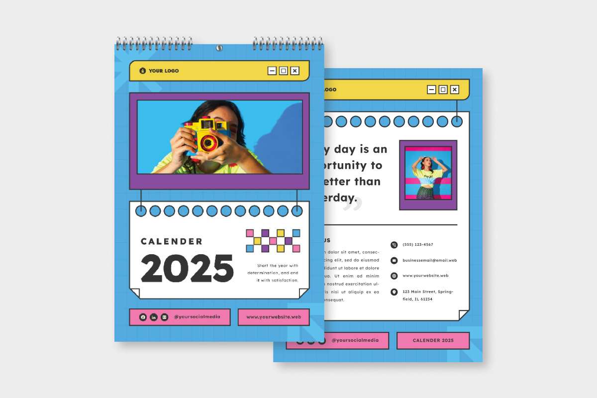 Y2K Retro Wall Calendar 2025 Design, a Stationery Template by twinstd (Photo 3 of 3)