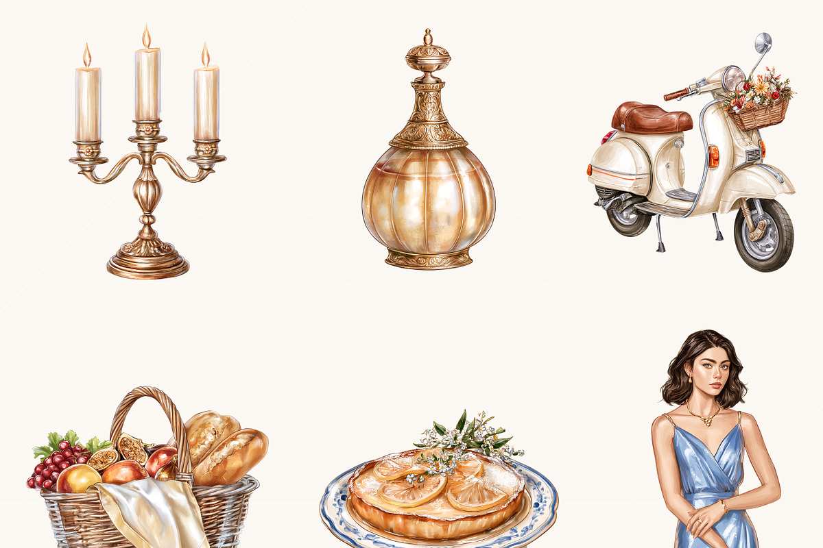 Watercolor Rome Vacation Clipart, an Object Illustration by BusyDaydesign (Photo 6 of 9)