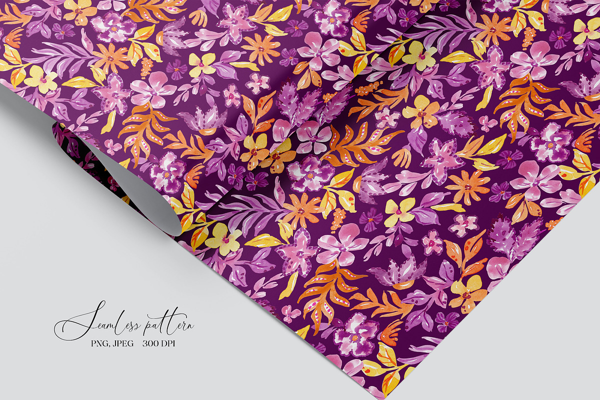Purple Floral Seamless Pattern, a Pattern Graphic by SirenaArt (Photo 8 of 15)