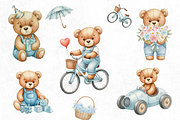 Watercolor Teddy Bear Clipart PNG, an Illustration by Elegant_Studio44 (Thumbnail 5 of 5)