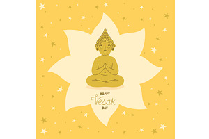 happy vesak day card, an Illustration by studiogstock