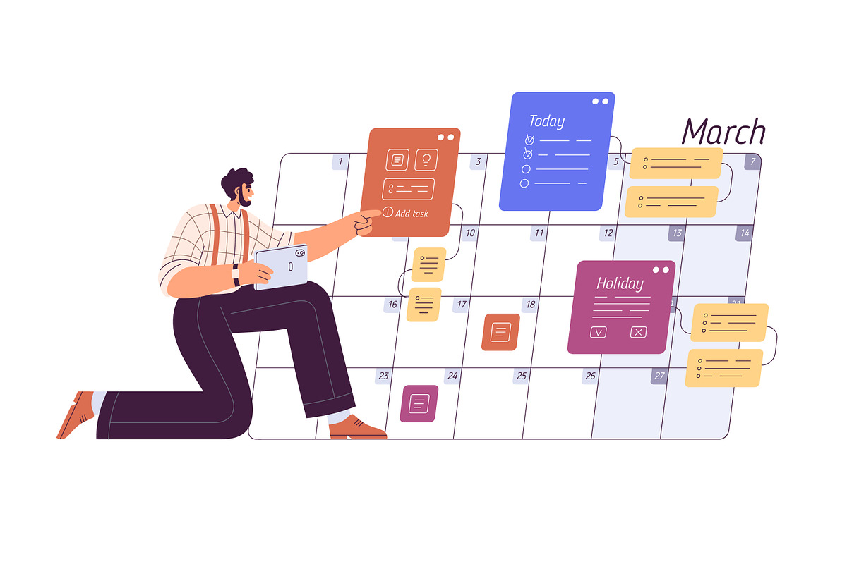 People plan schedule in calendar set, a Person Illustration by Good Studio (Photo 4 of 4)