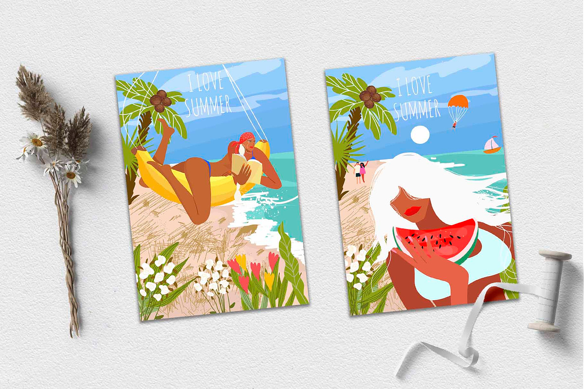 Summer mood, vibes cards set, a Seasonal Illustration by NataLyaroArt (Photo 8 of 9)