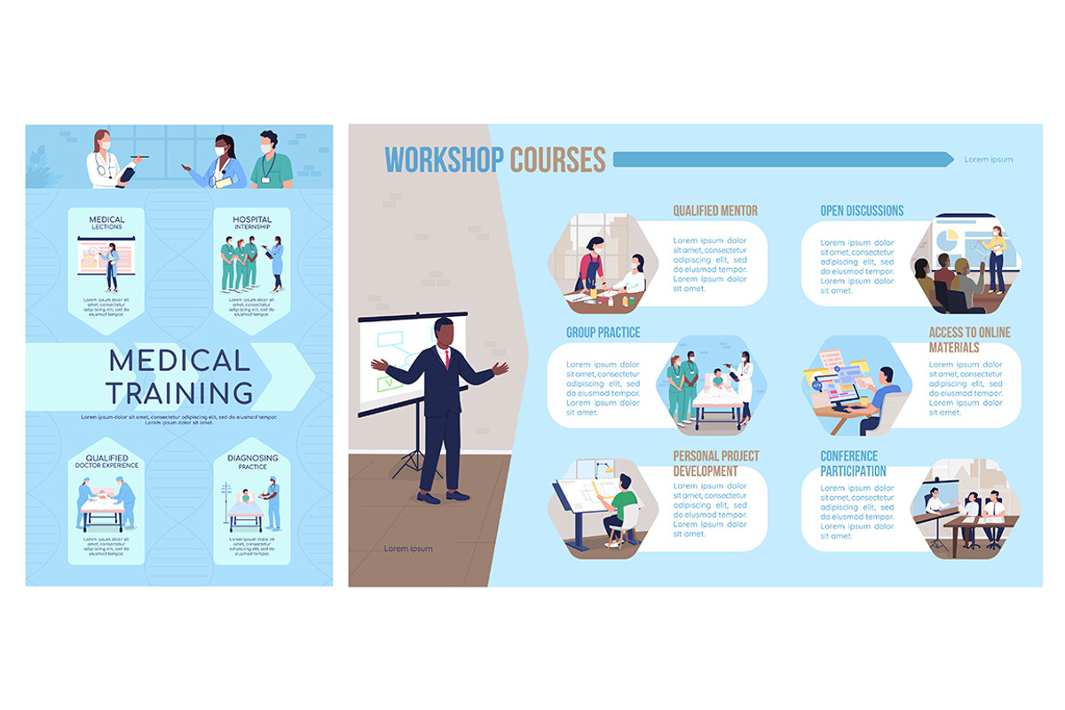 Training courses flat infographic, a Templates & Theme by IMG visuals characters (Photo 1 of 3)