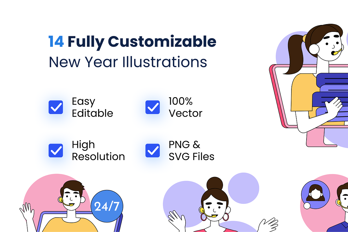14 Customer Support illustrations, an Object Graphic by Premast (Photo 2 of 6)