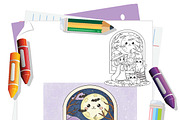 Cat Mom Halloween Coloring Book Page, an Illustration by one-touch (Thumbnail 5 of 8)