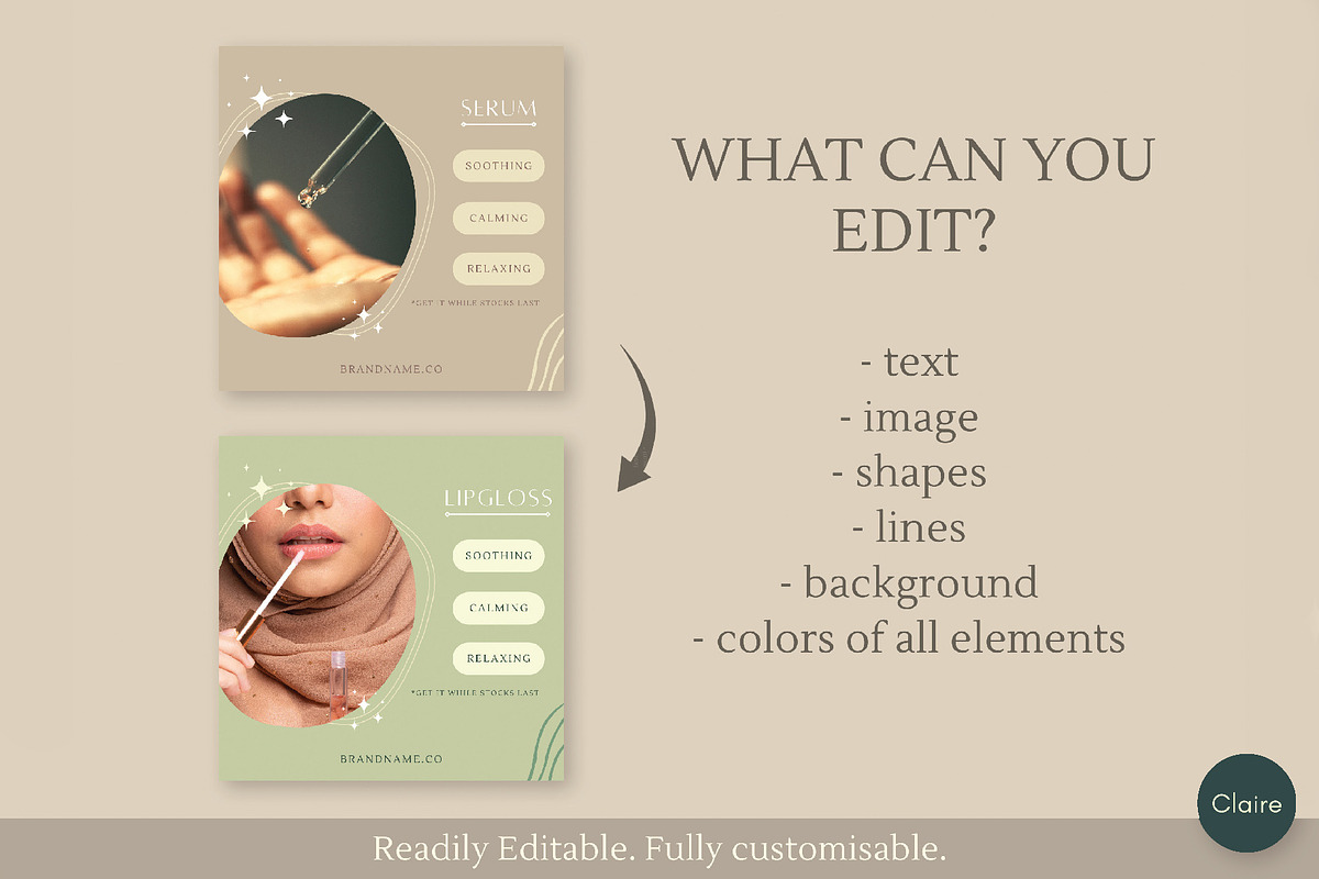 Ins Earthy Beige Beauty Creator Kit, a Social Media Template by Clairee Design Studio (Photo 4 of 7)
