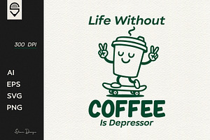 Funny Coffee Cup Skateboarder Design, a Graphic by shaondesigns