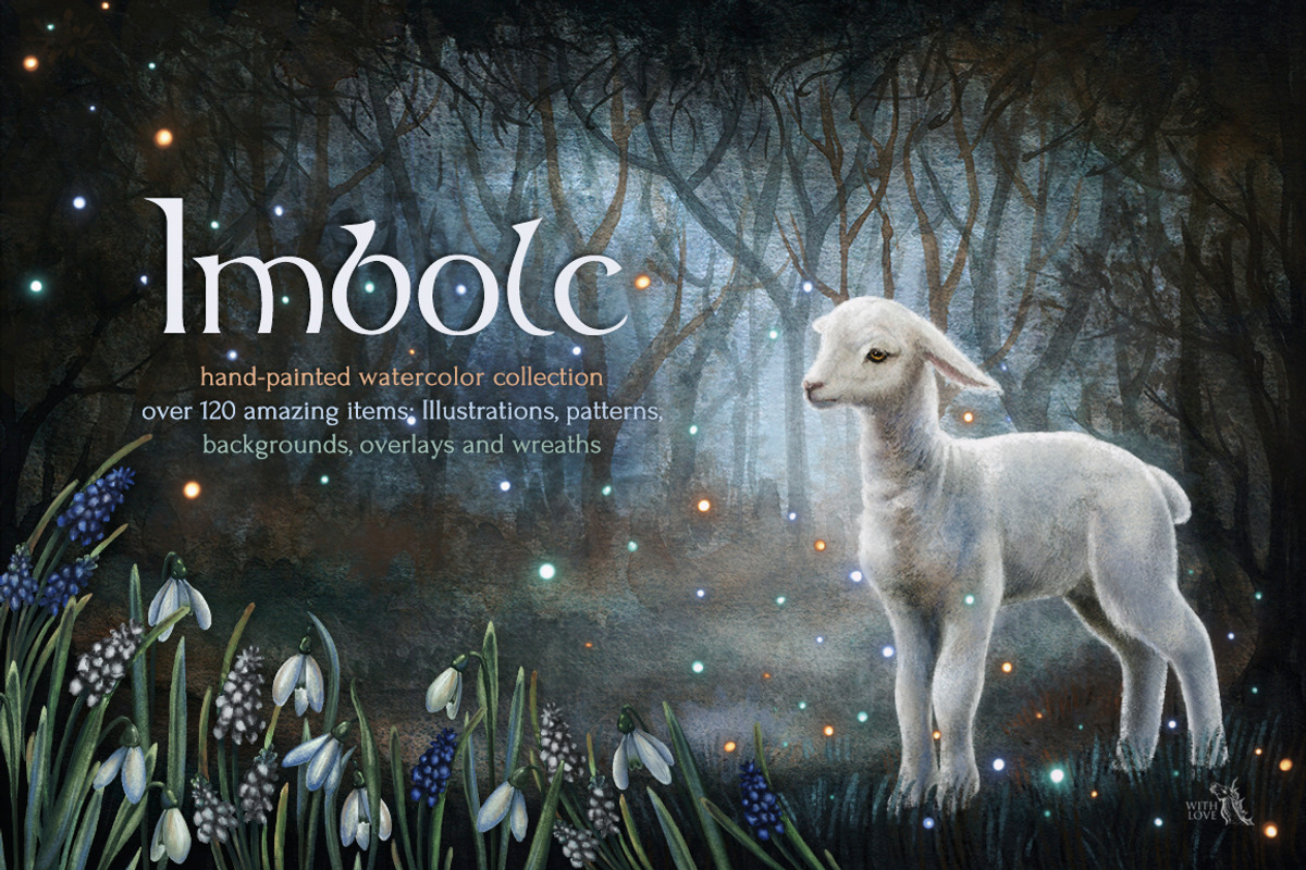 Imbolc Celtic Winter Watercolor Set, a Texture Illustration by Fluffy Unicorn (Photo 1 of 13)