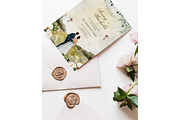Green Watercolor Wedding Invitation, an Invitation Template by TheSimplySereneShop (Thumbnail 3 of 11)