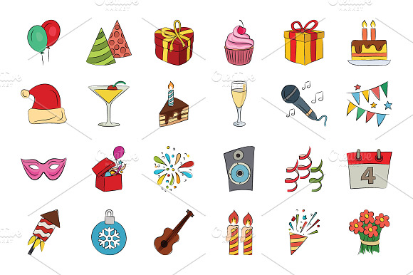 Celebration Hand Drawn Vector Icons