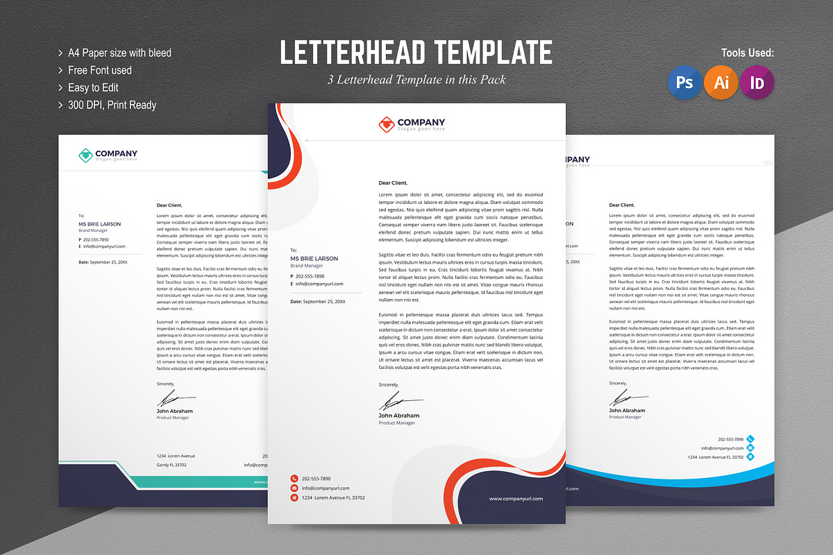 Letterhead Template v1, a Stationery Template by Miyaji75 (Photo 1 of 5)