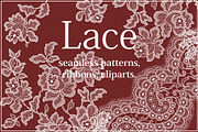 Lace seamless patterns, cliparts., a Pattern Graphic by Ajuga (Thumbnail 1 of 8)