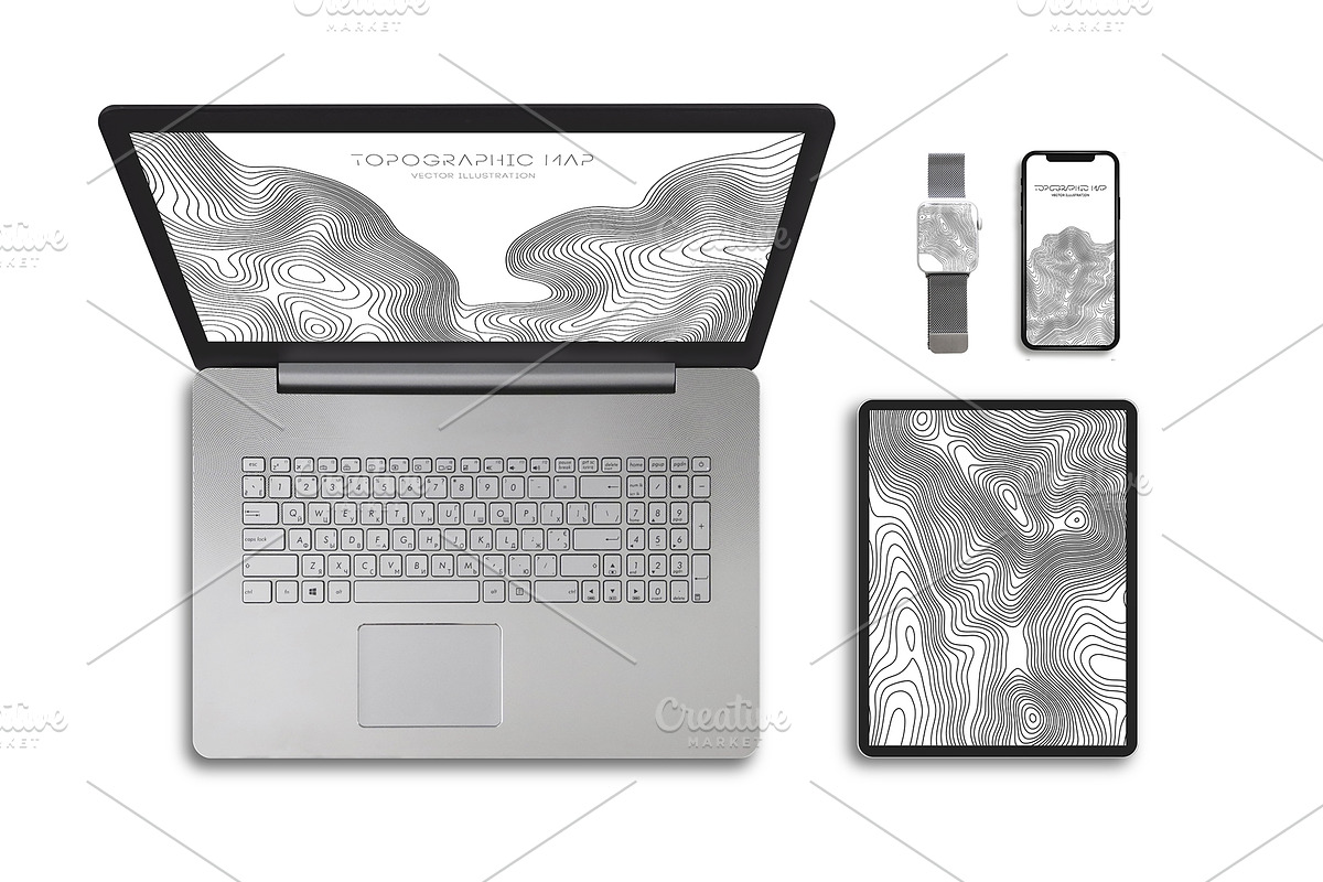 24 Vector Topographic Maps, a Texture Illustration by RDShop (Photo 5 of 6)