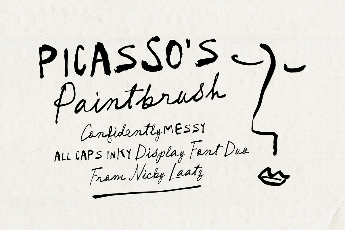 Picasso's Paintbrush Font Duo, a Handwritten Font by Nicky Laatz (Photo 1 of 16)
