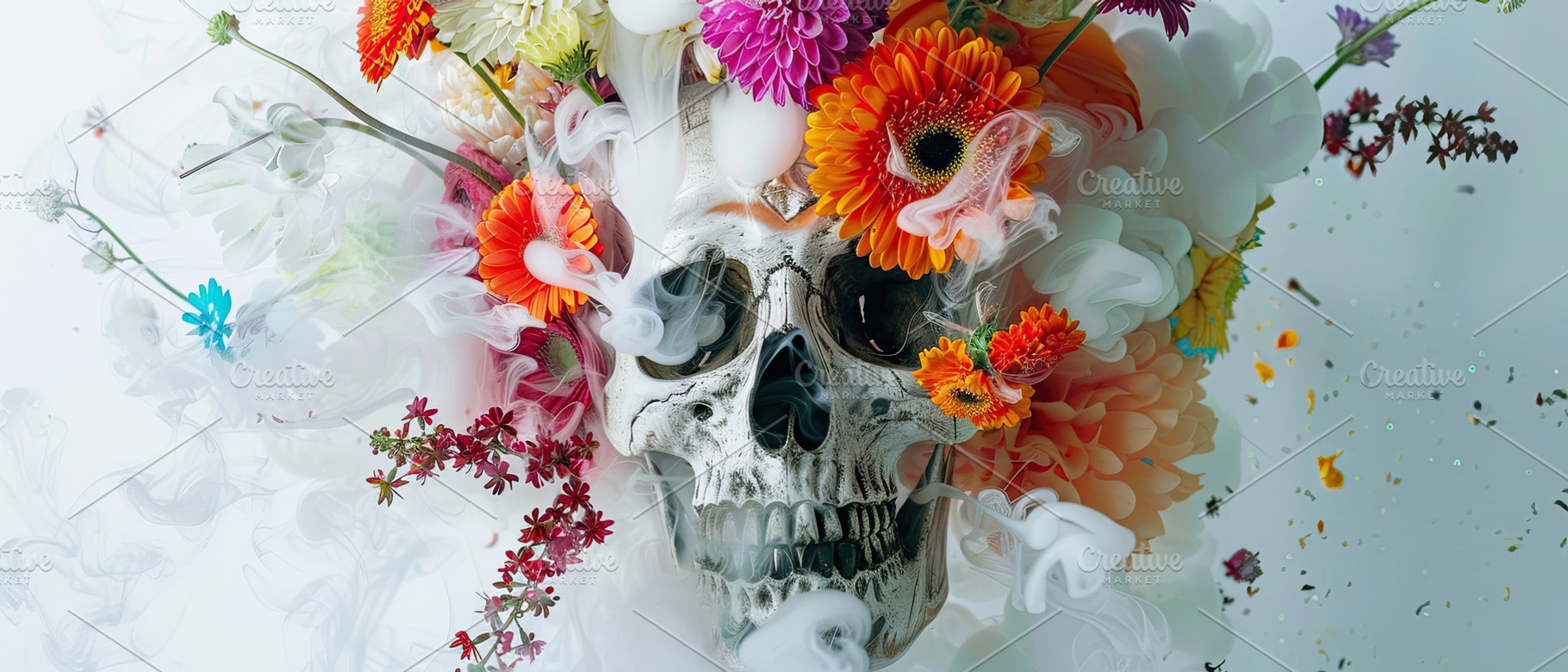 Cute skull doll, white in color, dec, a Photo by LOGOCREATIVE