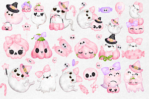 Watercolor Cute Halloween Clipart, a Seasonal Illustration by Stellalunarts