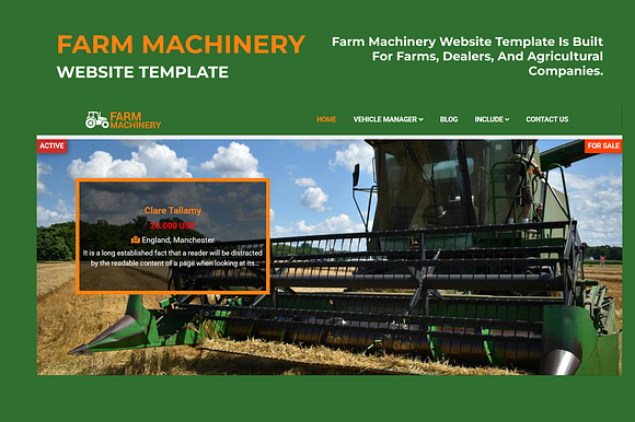 Farm Machinery - Agro Farm Template