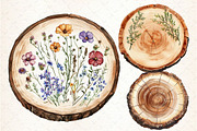 Watercolor Wood Slice Clipart, an Illustration by Libby Wishes (Thumbnail 5 of 6)