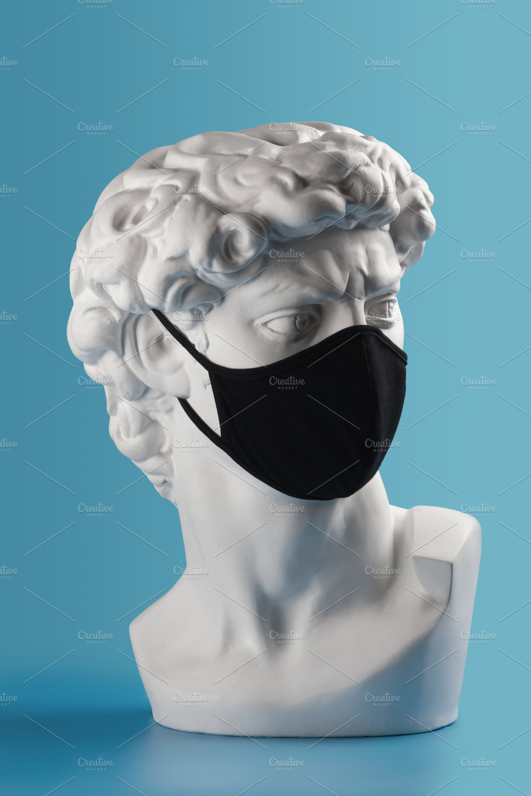Gypsum David bust head in cloth face, a Health & Medical Photo by Food Stock