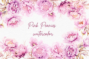 Watercolor Pink Flowrs Clipart