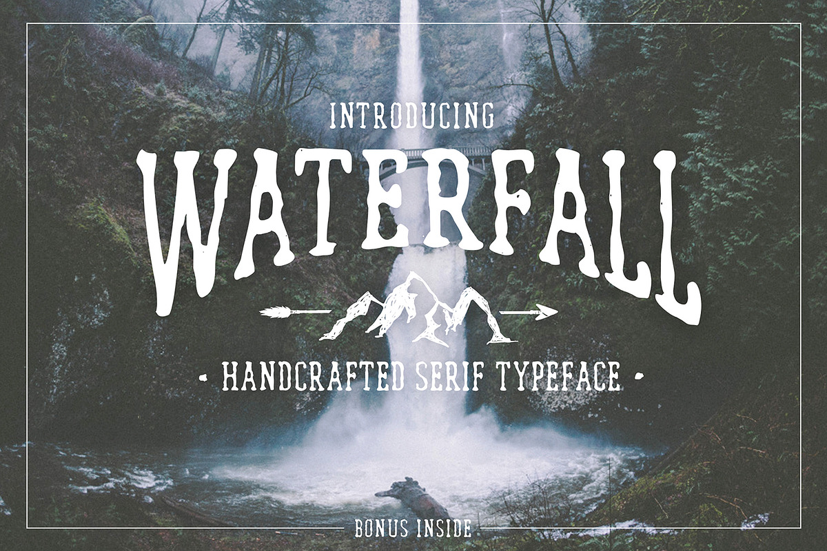 Waterfall. Handcrafted Font (+bonus)