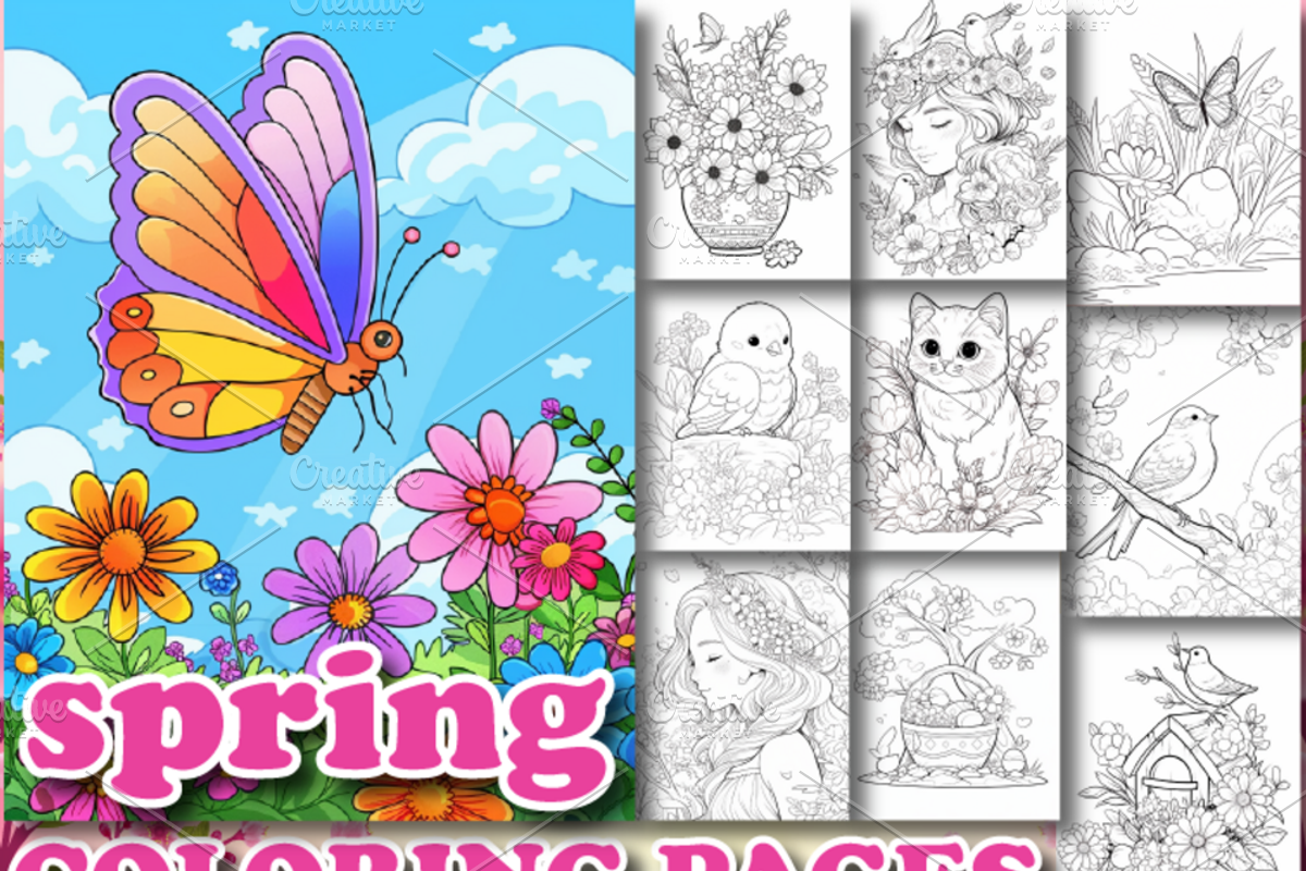 100 Spring Coloring Pages, a Brochure Template by Design Station (Photo 1 of 4)