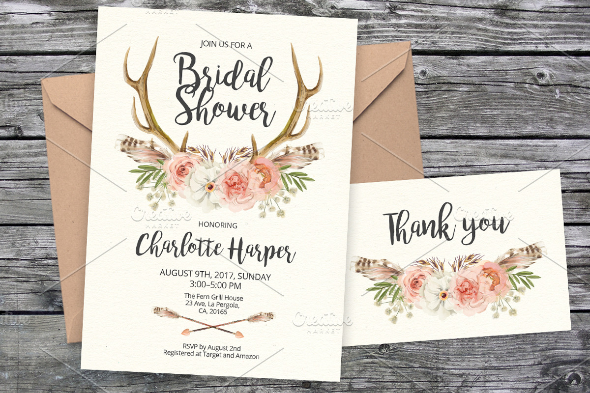 Tribal Bridal invitation template 15, an Invitation Template by Talent Supplies