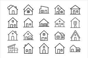 House Icons Set Home Building, an Outline Icon by Vectorium Studio