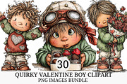 Quirky Valentine Boy Clipart, an Illustration by Craft Nest (Thumbnail 1 of 9)