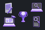 Online Education 3D Illustration V2, an Object 3D Model by Rishsketch (Thumbnail 4 of 4)