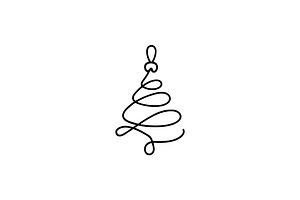 Abstract Spiral Line Christmas Tree, a Branding & Logo Template by Vectorium Studio