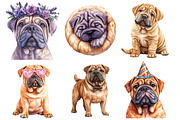Shar-Pei Dog Watercolor Clipart, an Illustration by SinaCreation (Thumbnail 2 of 5)