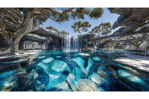 A crystal-clear waterfall cascades, a Nature Photo by ZinetroN
