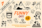 22 Funny cats vector illustration 1, an Animal Illustration by Yanakicc (Thumbnail 1 of 10)